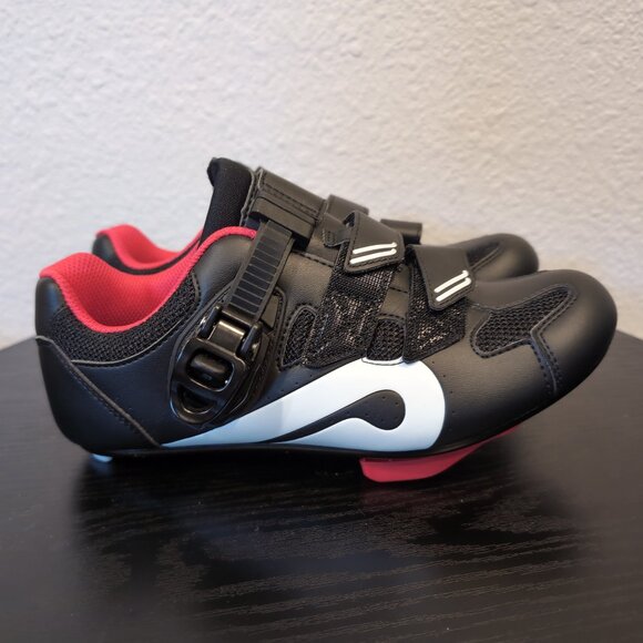 Peloton  Cycling Shoes Size 38 With Straps and Cleats Black Red - Picture 2 of 7